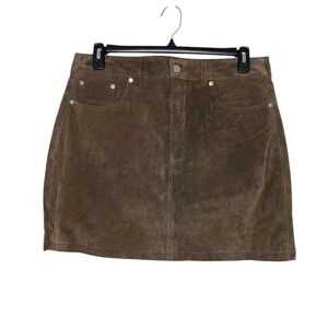 BLANK NYC Brown Genuine Suede Leather Mid Rise Mini Skirt Lined Size 32 Women's